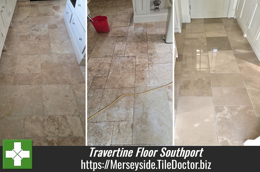 Travertine Kitchen Floor Renovation Southport